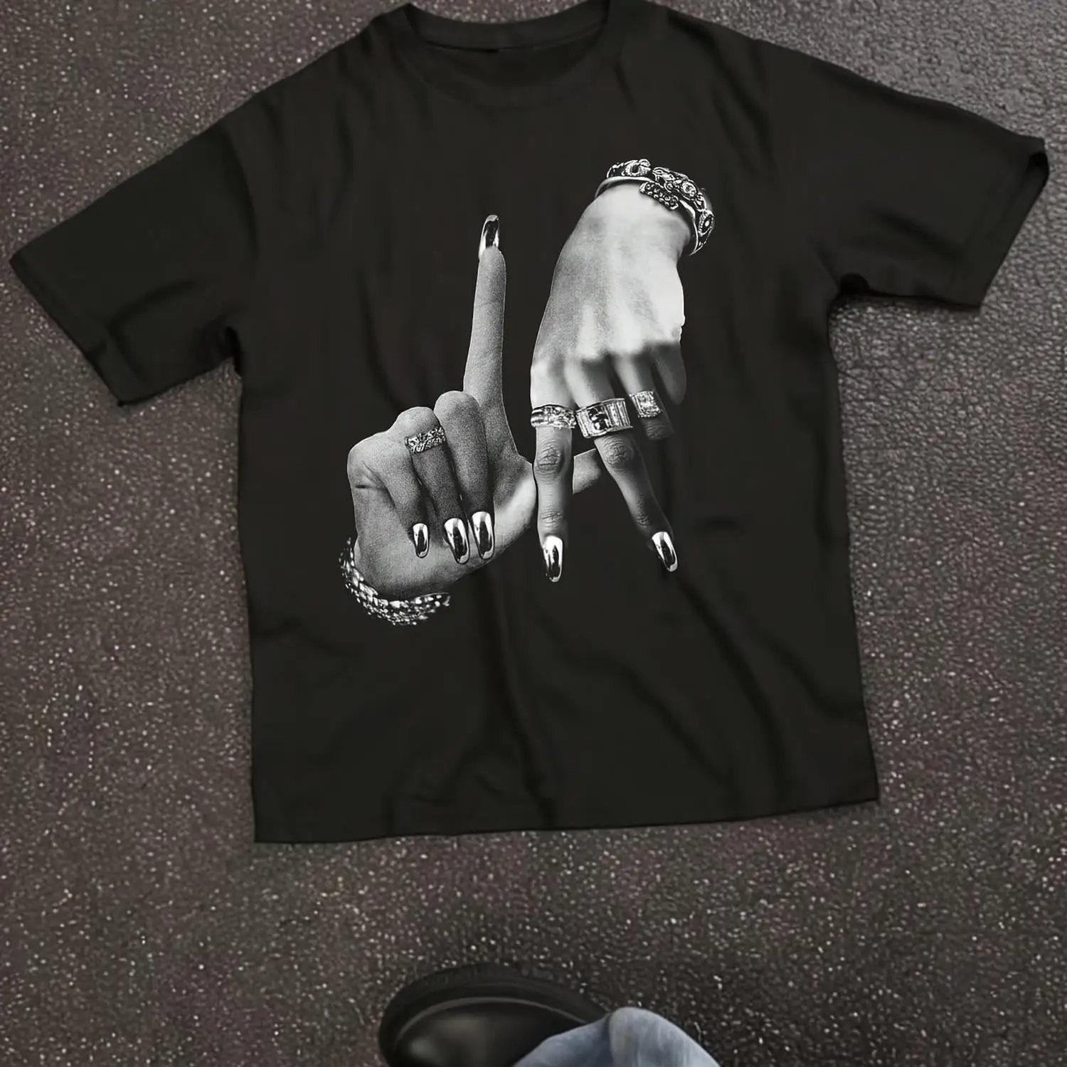 

Gesture Printing Summer Autumn Winter Cotton Men's and Women's T-shirts Short Sleeves Luxury Outdoor Sports Brand