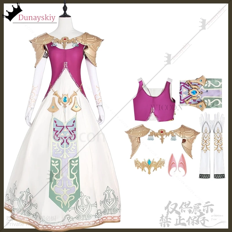 Game Princess Cosplay Cartoon Traditional Print Retro Elegant Long Dress Lolita 3D Polylactic Acid Anime Props Wigs Customized