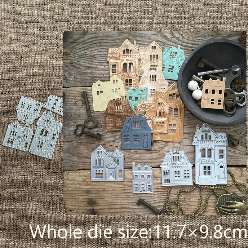 

New Design Craft Metal stencil mold Cutting Die 4pcs houses decoration scrapbook die cuts Album Paper Card Craft Embossing