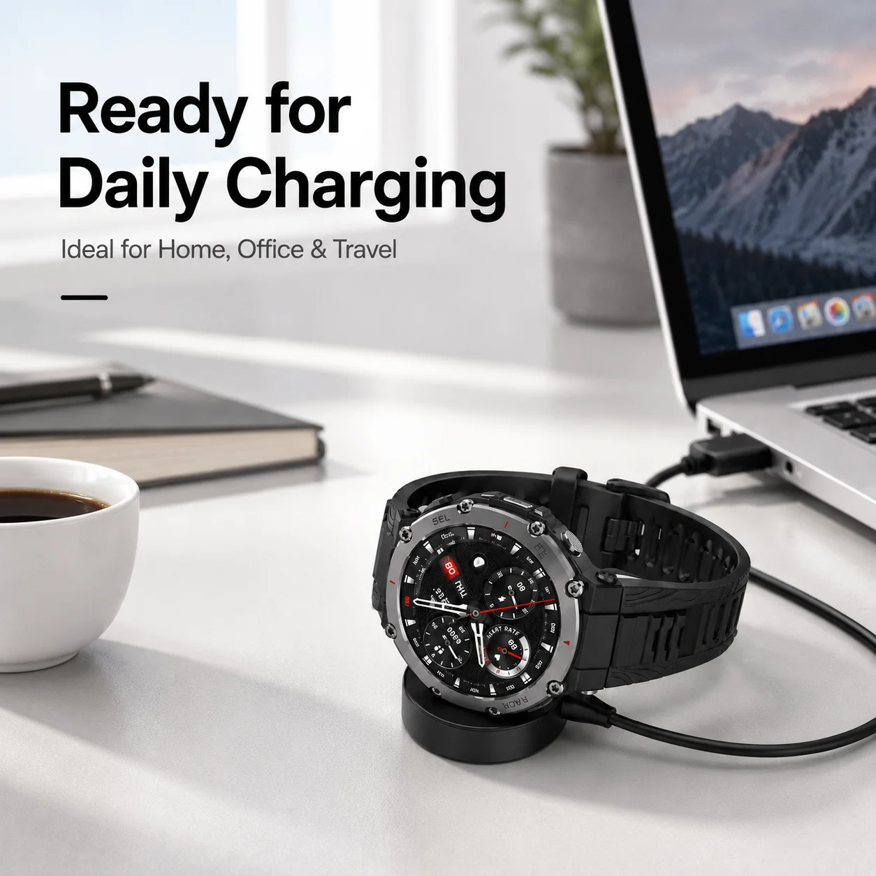 Cabo de Carregamento Magnético para Amazfit Active 3 Premium Active Max T-Rex Ultra 2 Smartwatch, Cabo de Carregamento USB