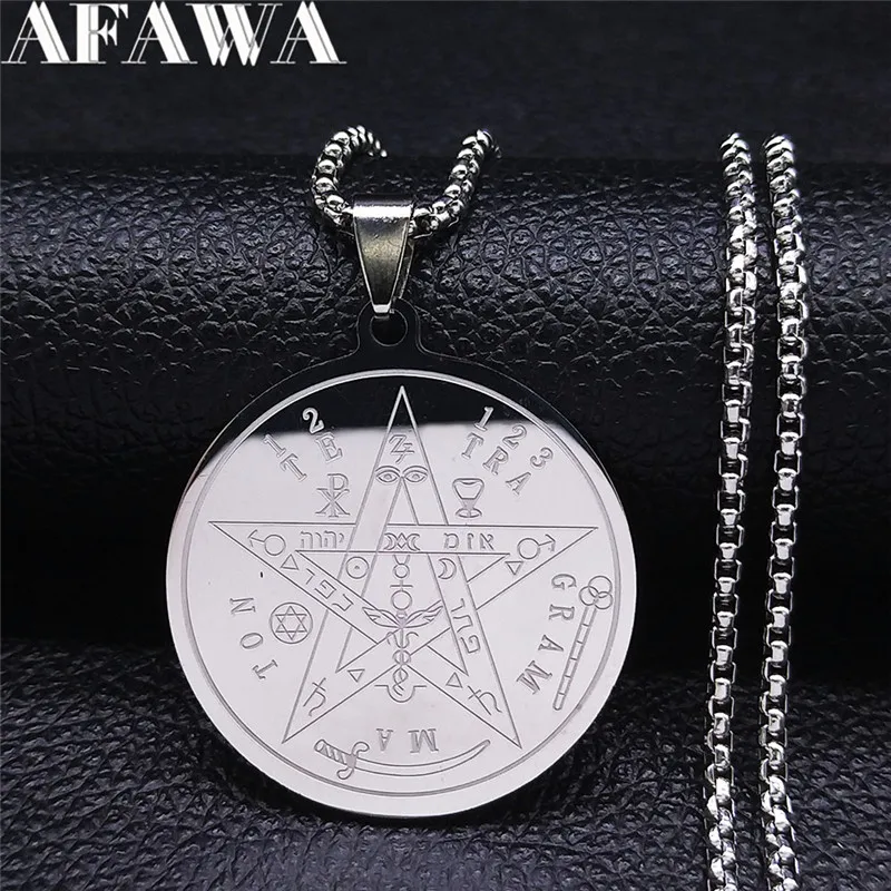 Tetragrammaton Jewish Hebrew Necklace for Women Men Stainless Steel Star Pentagram Talisman Chain Gift Jewelry collier N4511S02