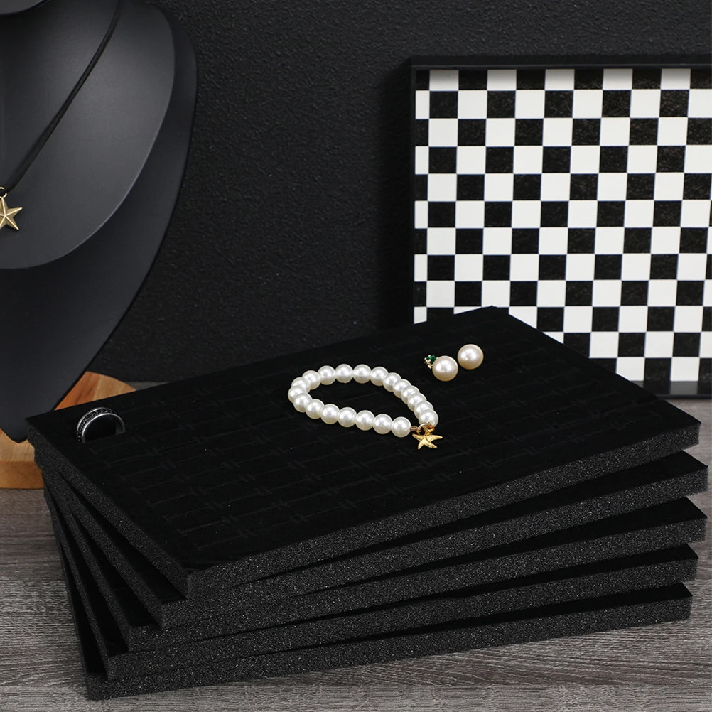 

6Pcs Elegant Jewelry Pad Sponge Cushion For Ring Storage Case Drawer Organizer Inserts Jewellery Box Display Tray 100 Slots