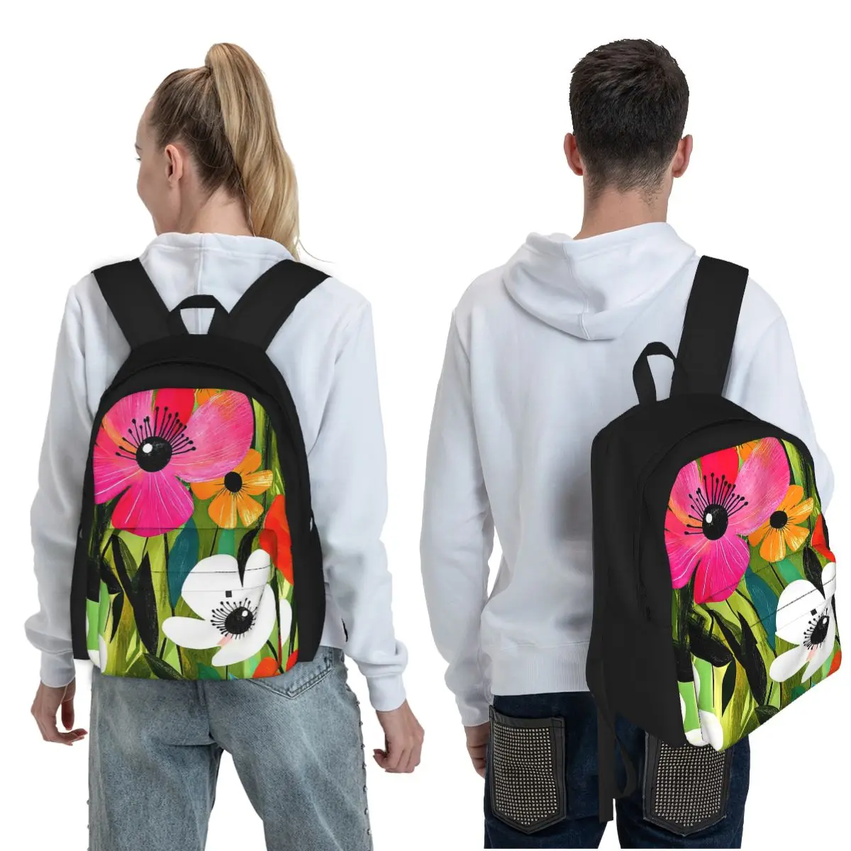 Joyful Floral Garden Vibrantly Student Backpack School Bag Hiking Travel Daypack for Men Women Fashion Bookbag Shoulder Bags