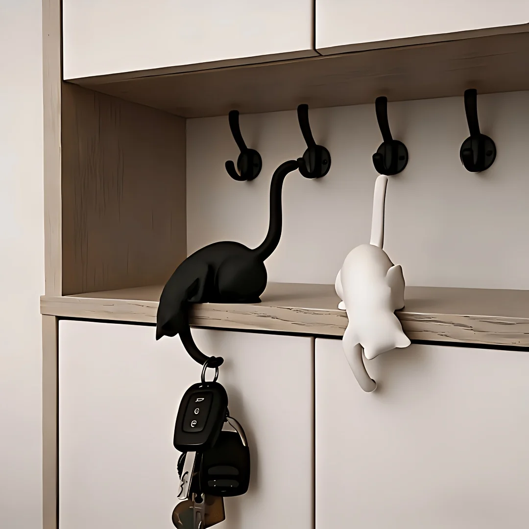 3D Printed Cat Inverted Hanging Ornament Hook - Cat-Shaped Storage Hook for Home Decor, Key, Indoor, Idea for Pet Lover