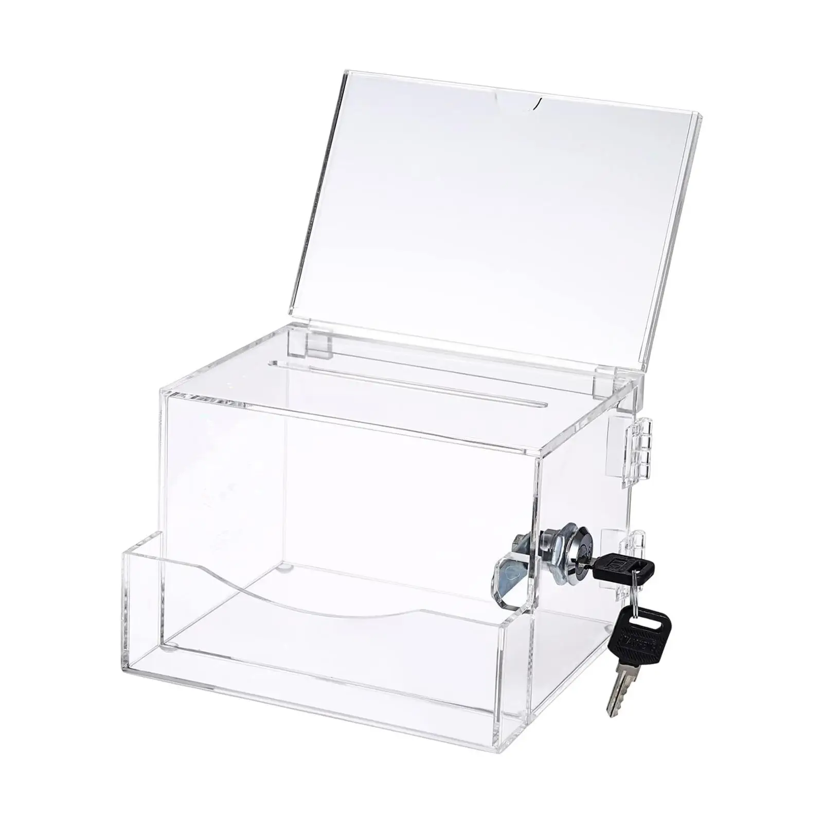 Acrylic Donation Box with Lock Storage Organizer Post Mail Box Donation Collection Comment Box School Raffle Box Suggestion Box