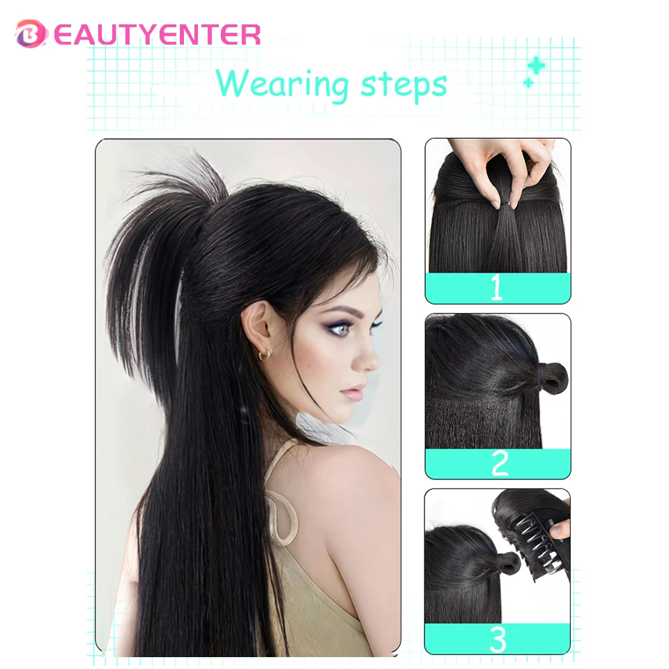 BEAUTYENTER Synthetic Horsetail Wig Female Fluffy Lazy Wind Fountain Half Tied Horsetail Spicy Girl Shuttlecock Head Grab Clip