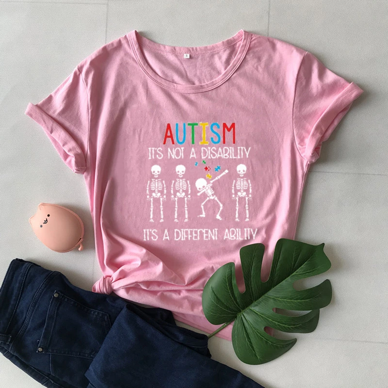 Autism It's Not A Disability It's A Different Ability T-shirt  Skeleton Shirt   graphic t shirts y2k aesthetic  kawaii clothes