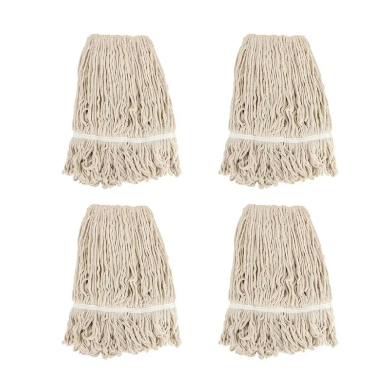 2025 New 4pcs Easy Change Mop Pad High Absorbent Cotton Fibers Mop Replacement Head For Floor Wax Application And Deep Cleaning