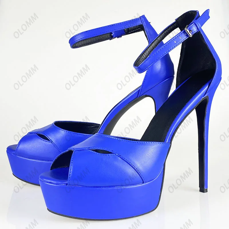 

Olomm Handmade Women Summer Platform Sandals Sexy Stiletto Heel Open Toe Elegant Black Night Club Shoes Size 35 47 45 52