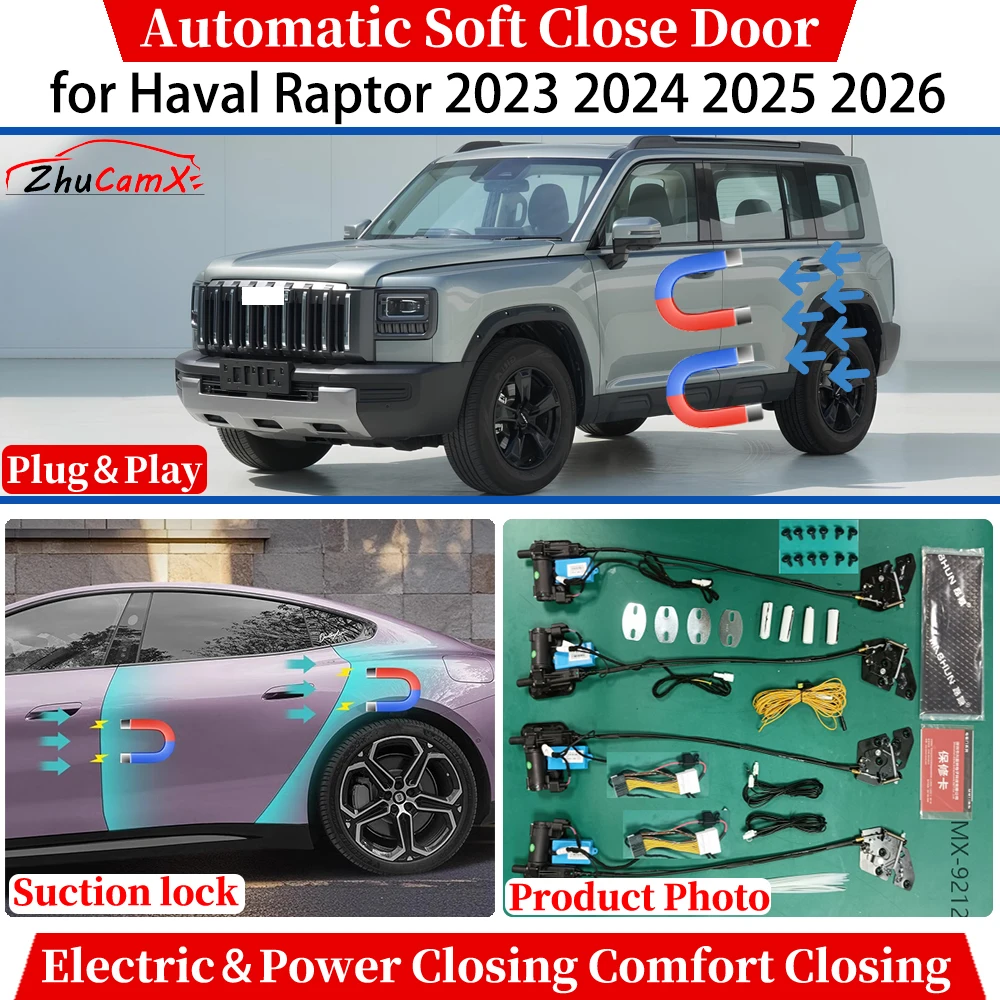 

for Haval Raptor 2023 2024 2025 2026 Automatic Soft Close Door Electric Power Closing Comfort Closing Suction lock Quiet System