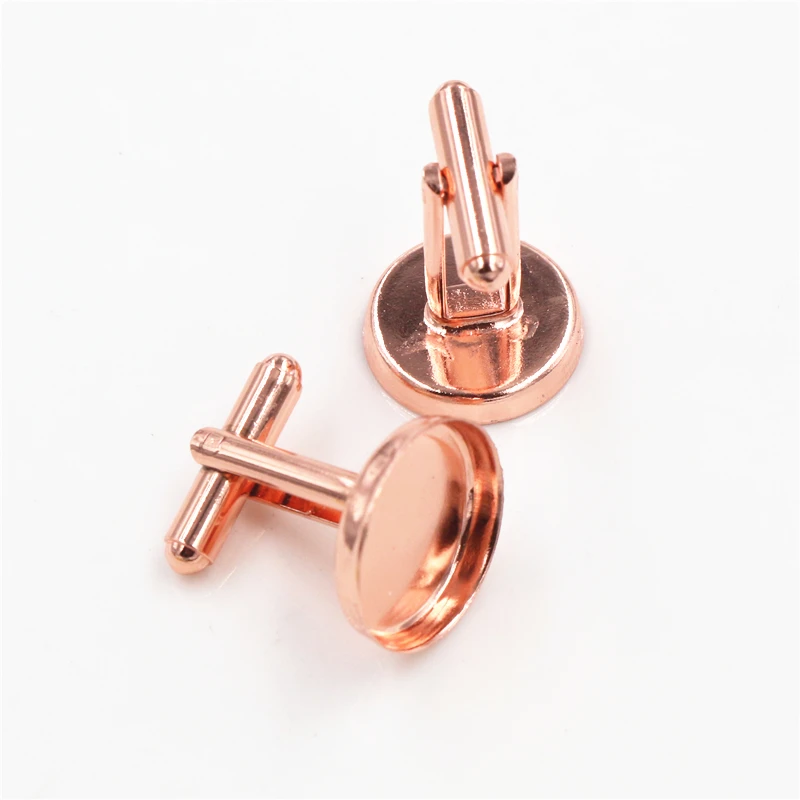 10pcs/ lot 16mm White K Rhodium Plated 5 Colors Copper Cufflink Base Cuff Link Settings Cabochon Cameo Base