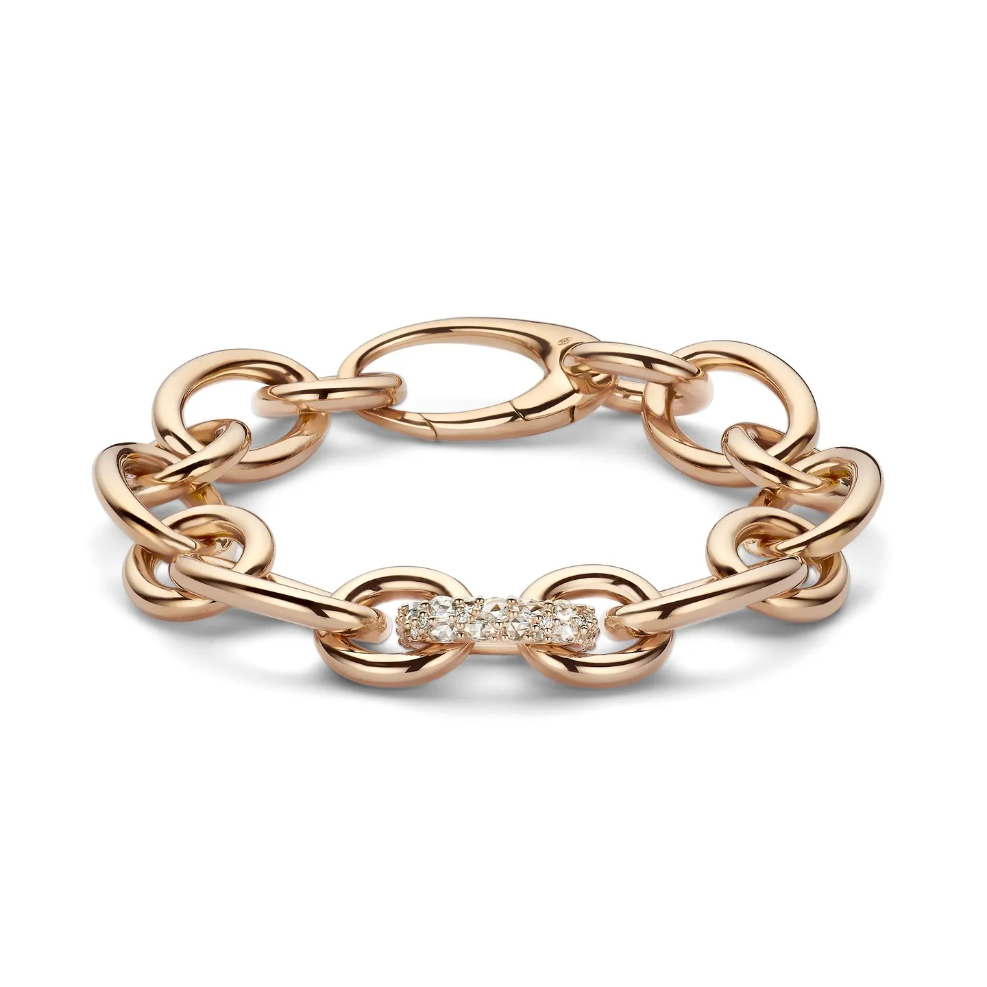 

18K Rose Gold Multi-Layered Link Design Stackable Diamond Cut Women Bracelet Luxury Grain Moissanite Jewelry Gift