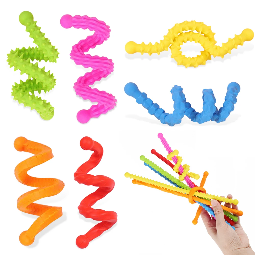 

Набор из 6 сенсорных палочек для детей и взрослых, силиконовые текстурированные палочки-антистресс для успокоения, для путешествий и самолета