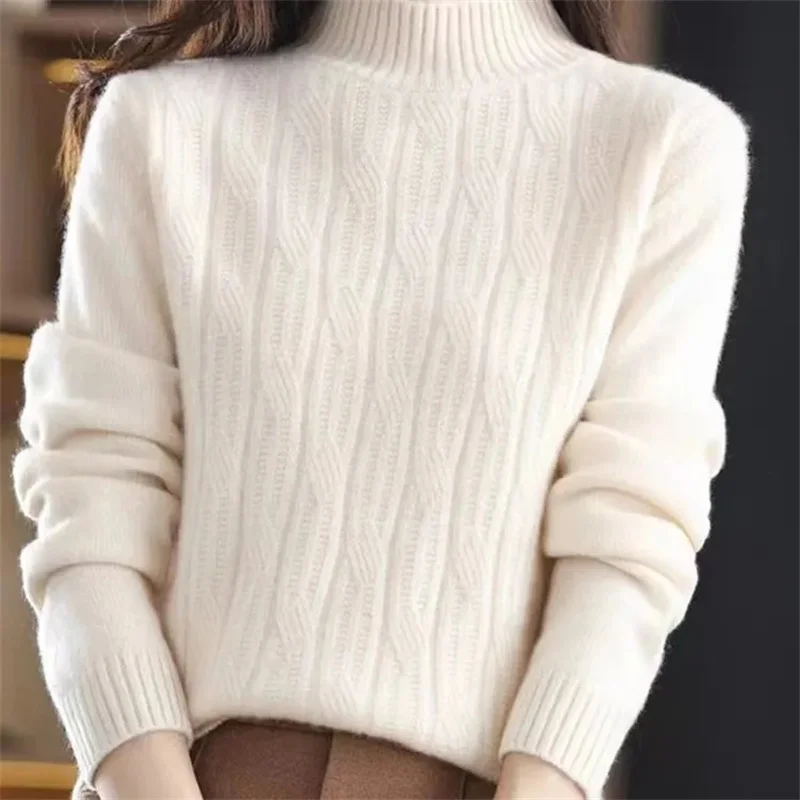 Turtleneck Sweater Women Fashion 2024 New Stretch Tops Women Knitted Pullovers Long Sleeve Bottoming Knitted Sweater