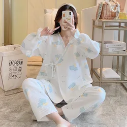 Winter Postpartum Lactation Clothes Set Cotton Breastfeeding Pajamas Suit Long Sleeve Nursing Tops+Lace Cardigans+Pants 3PCS Set