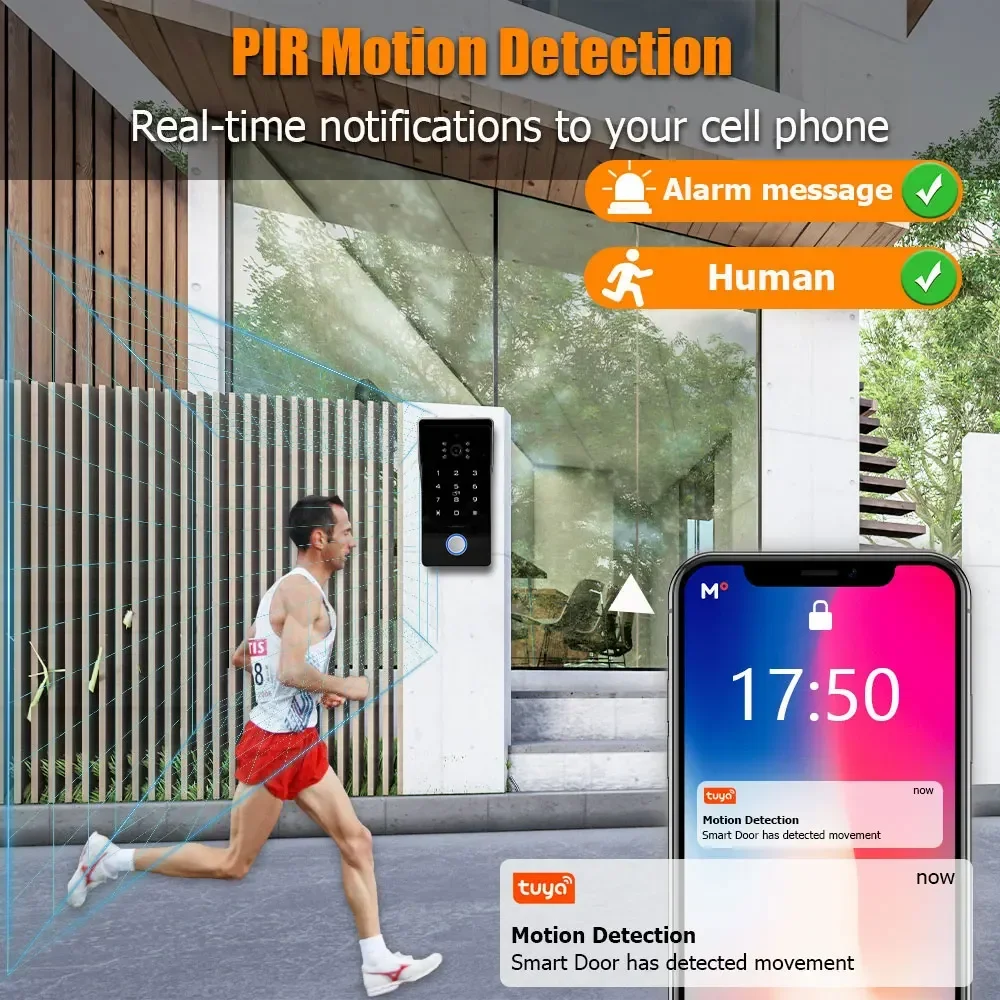 Tuya Smart IP 2-wired Doorbell Video Intercom System with Password IC Card Unlock 1080P 7inch Touch Screen