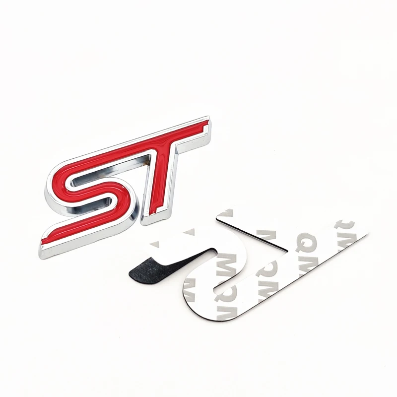 3D Metal Red Chrome Car Sticker ST Line Emblem Front Grill  Rear Trunk Badge for Ford Auto Accessories