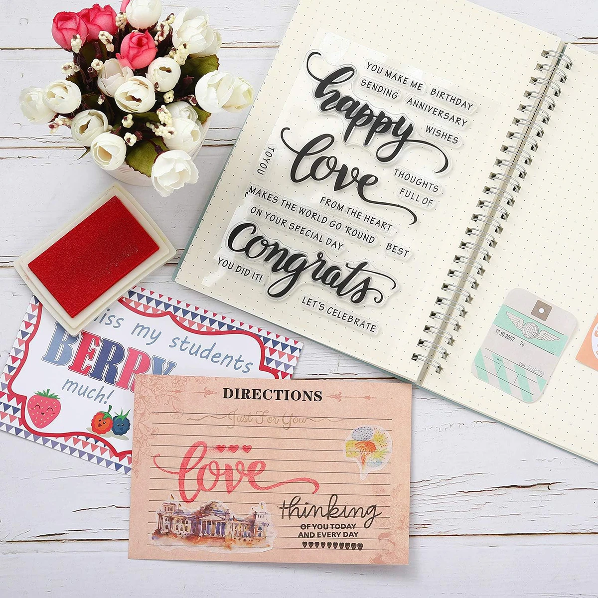 1PC Words Clear Stamps for Card Making Transparent Silicone Stamp for DIY Valentines Christmas Holiday Card Scrapbooking Journal