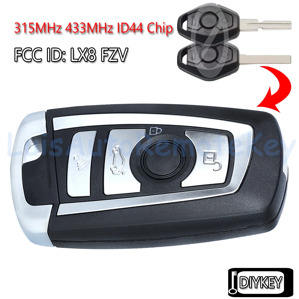 EWS System Modifizierter Flip-Fernbedienungs-Autoschlüsselanhänger 315 MHz 433 MHz ID44 PCF7935 Chip für BMW E38 E39 E46 M5 X3 X5 Z3 Z4 1/3/ 5/ 7 Serie