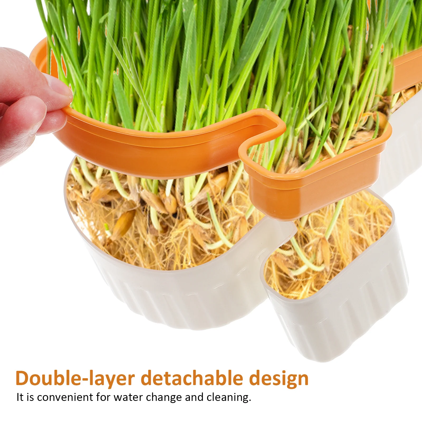 

3pcs Water Cultivation Cat Grass Box Plastic Soilless Planting Container Double Layer Detachable Design For Indoor Outdoor Use