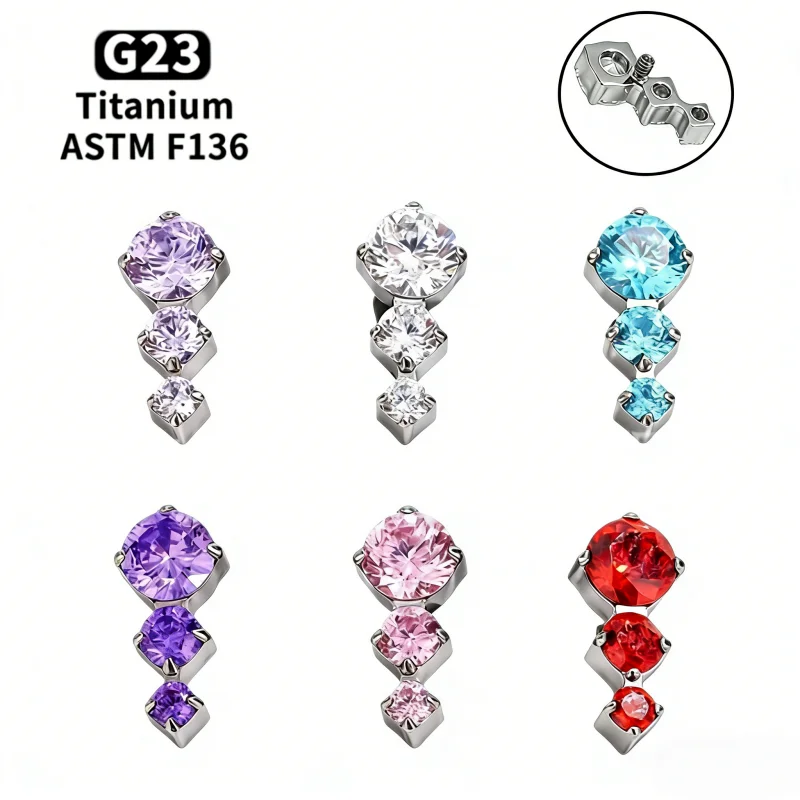 ASTM F136 Titan Lippenpiercing 16G Zirkonia Kandierte Weißdorn-Design Labret Nasenstecker Tragus Helix Knorpel Ohrring Schmuck