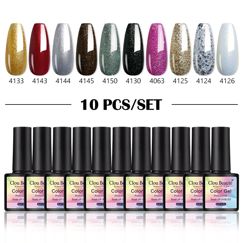 Clou Beaute 10pcs 8ML MINI Bottles Gel Polish Set Soak Off Nude Varnishes LED UV Semi Permanent Nail Art Enamel Fashion Manicure