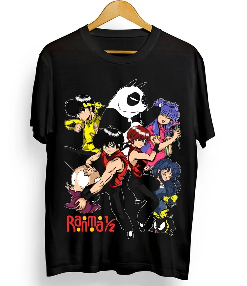 T-shirt Takahashi Ranma 1/2 Girl Kawai Funny Black Shirt All Size