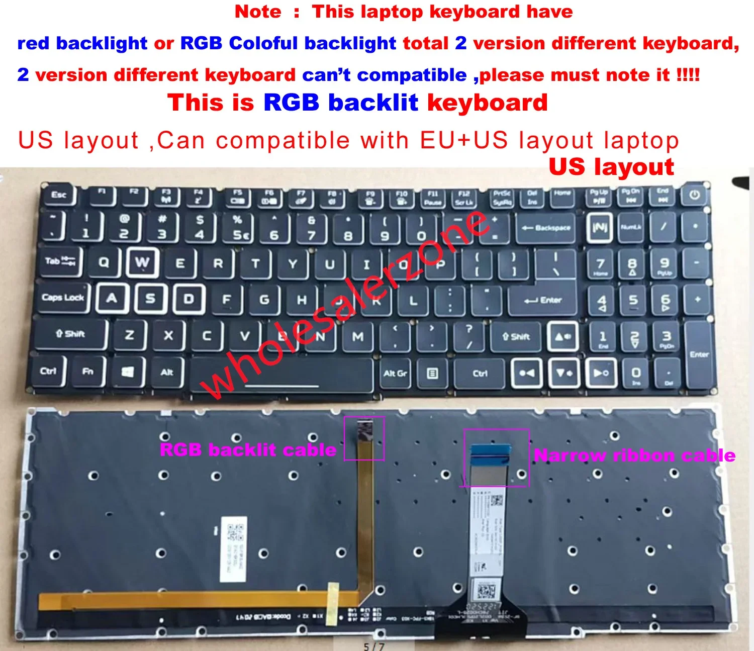 New Red /RGB colorful Backlit US Keyboard For Acer Nitro 5 AN517-41 AN517-53 AN517-54 N20C2 series laptop