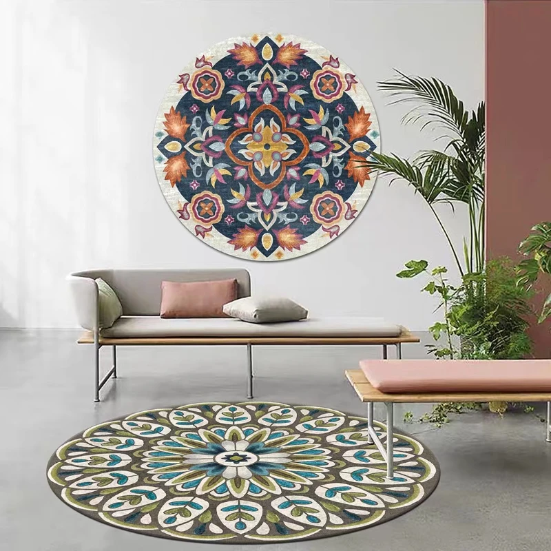 Nordic style round carpet for living room, colorful carpet for bedroom, hanging basket, floor mat, entrance porch, non-slip,