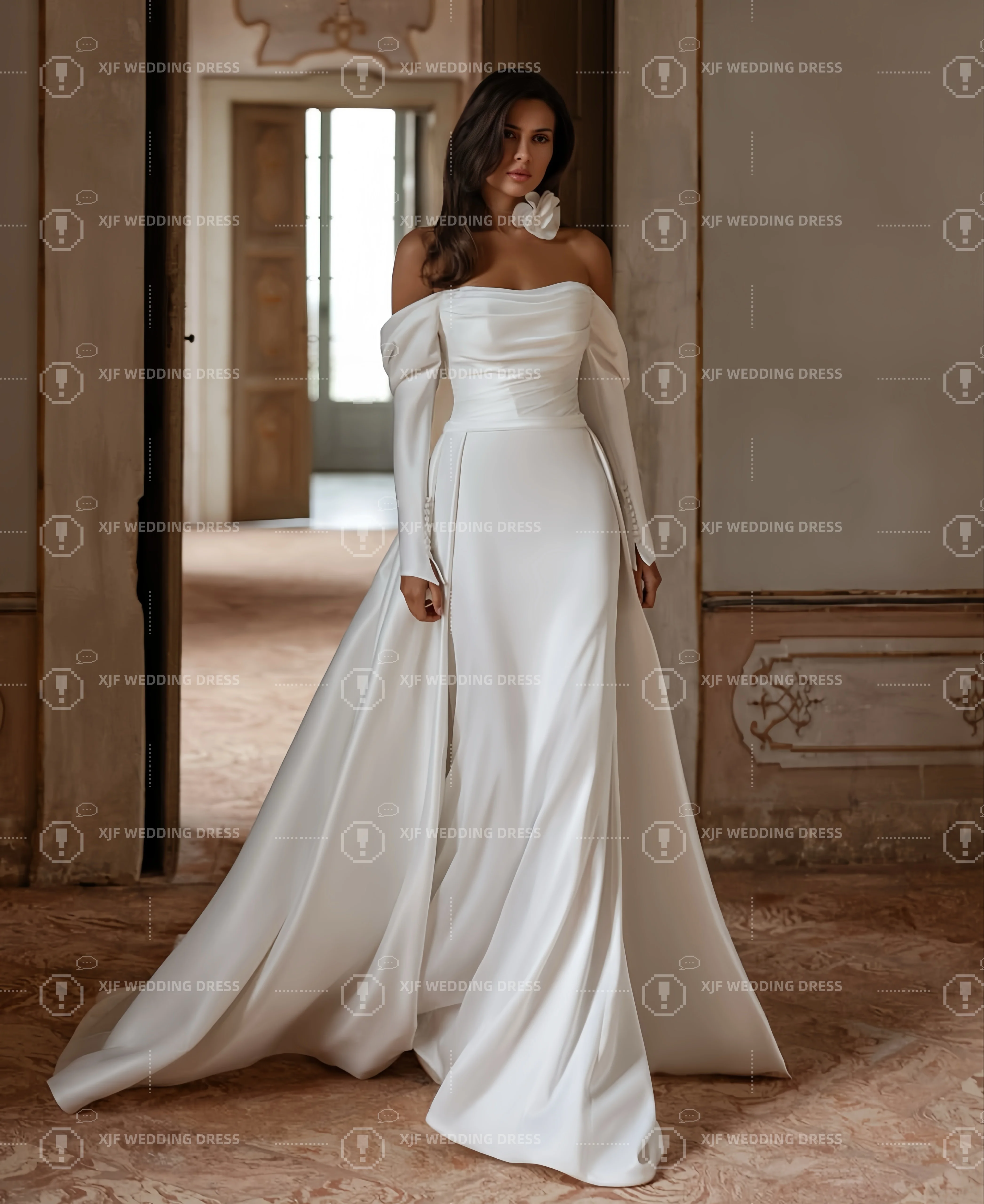 Suknia ślubna syrena bez ramiączek z długim rękawem, odpinana, na zamówienie, vestidos de novia amanda novias amanda novias official