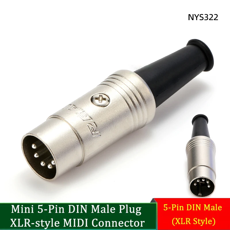 5-Pin DIN Male to Female MIDI Connector Gold Plated XLR Style for Keyboard Synthesizer Audio Equipment