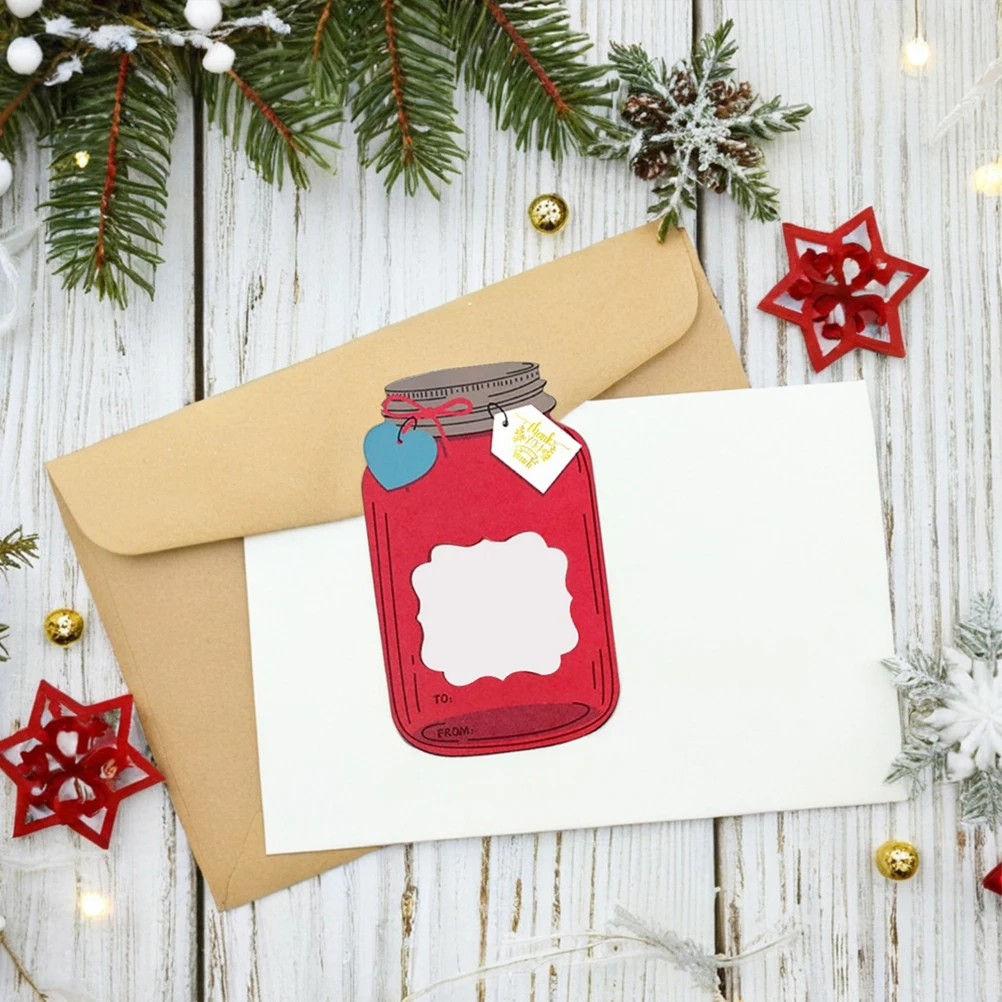 

50 Sets Mason Jar Greeting Card Candy Holder Cards Happy Valentines Party Favors Plastic