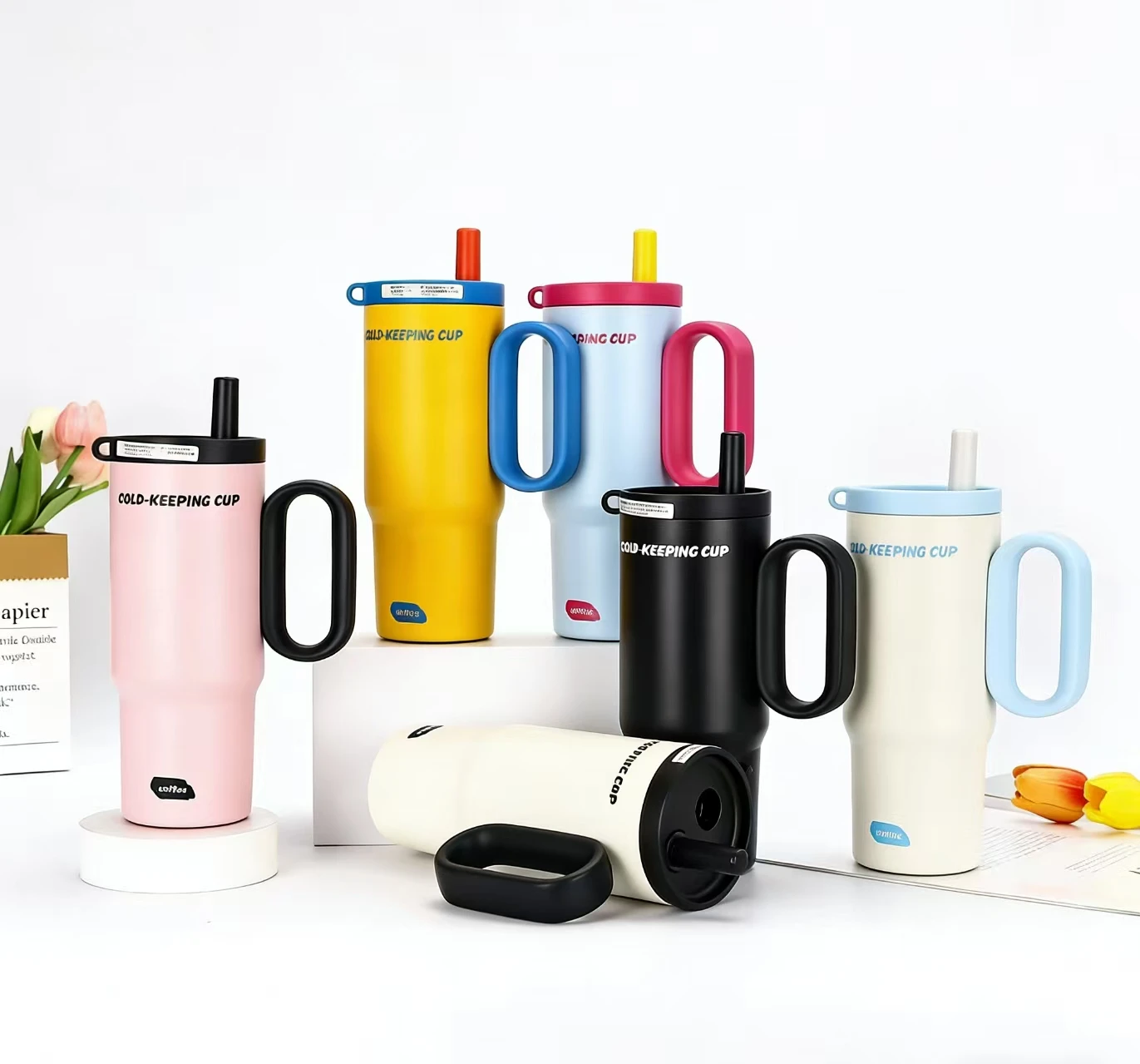

New 316 Stainless Steel Insulated Cup Large Capacity Straw Cup Car Portable Coffee Mug for Women
