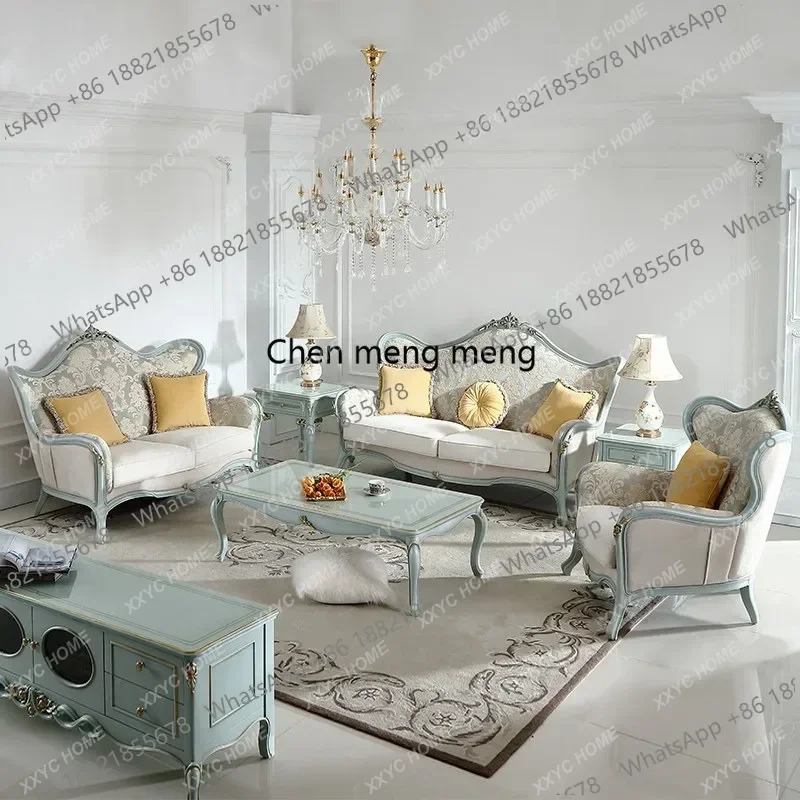 AA pastoral furniture living room jacquard flannel solid wood sofa