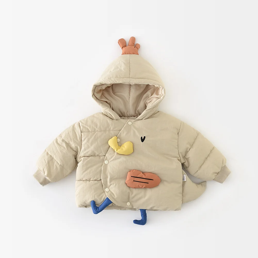 

2025 Winter New Baby Long Sleeve Warm Coat Plus Velvet Thick Infant Girl Cotton Padded Jacket Toddler Boy Cartoon Hooded Coat
