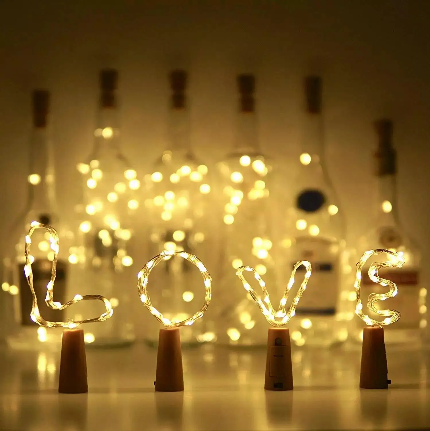 1m 2m 3m Wine Bottle Lights String Festival Wire Decor Outdoor Copper For Xmas Fairy Battery Craft Led Garland Cork Christmas