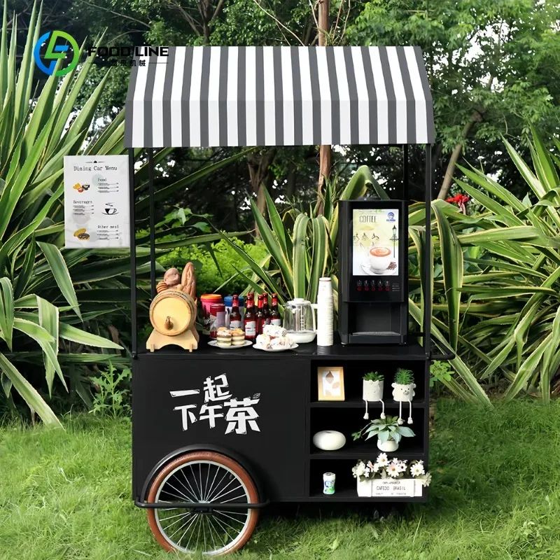 

Customized Classic Design Outdoor Vending Car Mobile Food Carts Movable Stall for Sale Commercial Promotional Stall Trolley