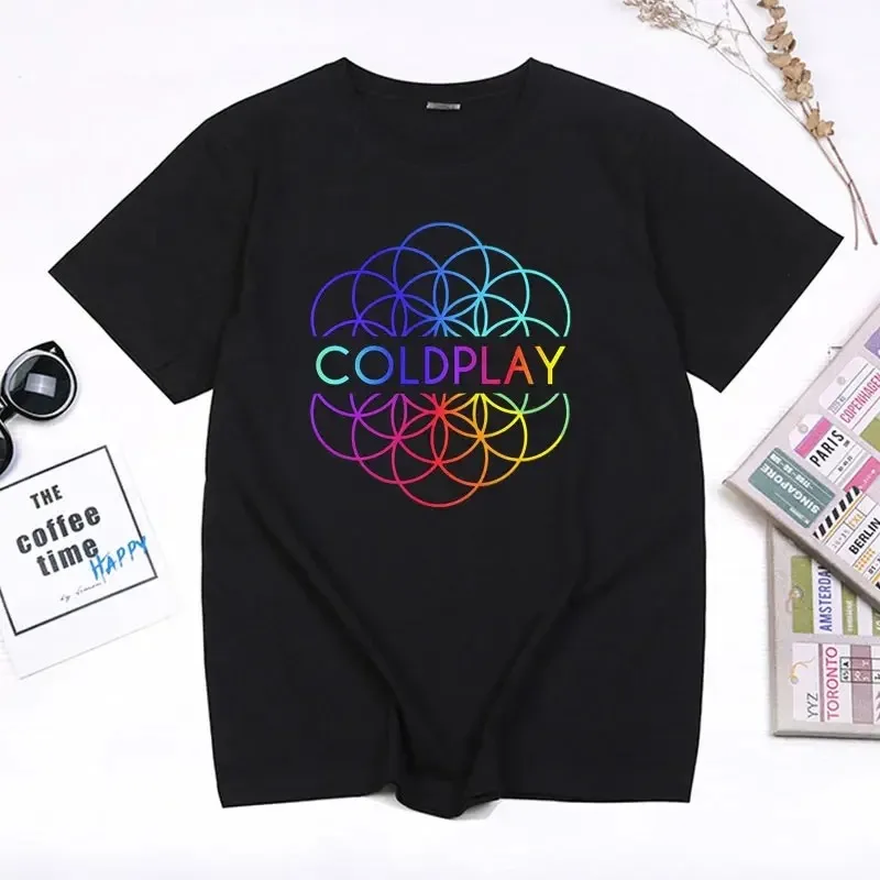 New Fashion 2026 Famous Cold Play Band Printed Cotton T-shirt Men's Summer Casual Top Short Sleeve Classic Male Women Tee
