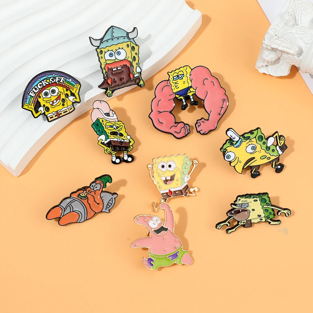 Anime Cartoon Spongebob Squarepants Enamel Pins Patrick Star Kawaii Badge Funny Accessories Cute Brooches for Women Gifts