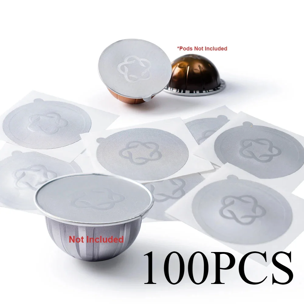 

100PCS Aluminum Foils Lids for Nespresso Vertuo Next Vertuoline Original Capsule Pods Disposable Seals Stickers Accessories Cofe