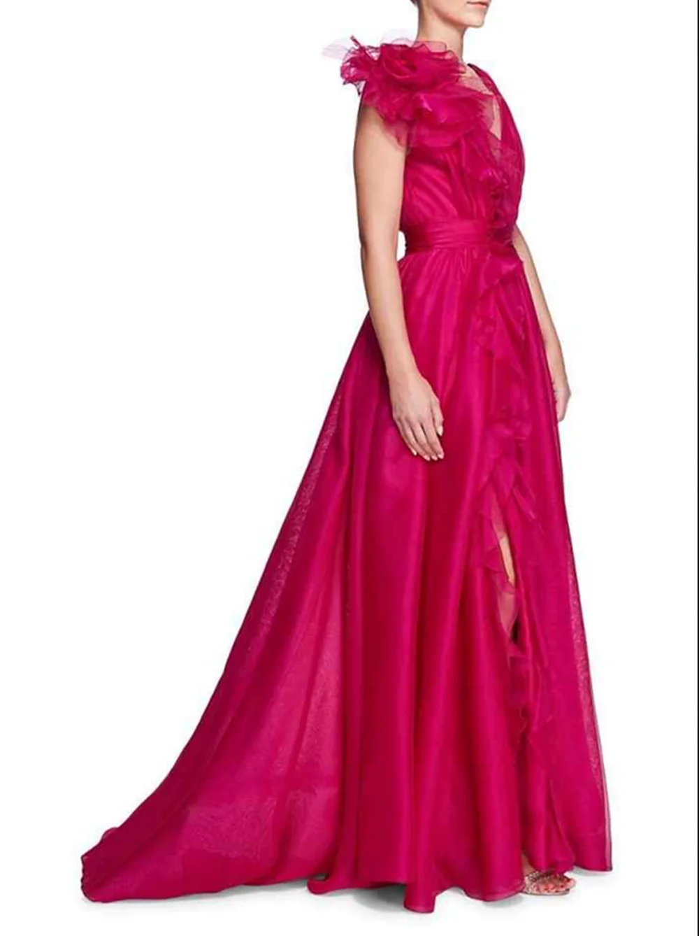 

Asymmetrical Neck Slit Maxi Dress Women Solid Color High Waist Fashion Casual Sexy Long Formal Evening Dress