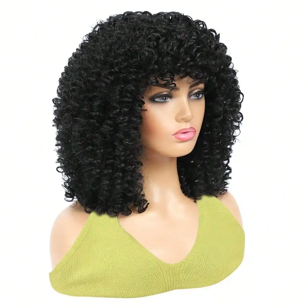 شعر مستعار نسائي أفرو قصير مجعد من MSIWIGS، شعر صناعي مقاوم للحرارة، أشقر بني وأحمر وأسود #3