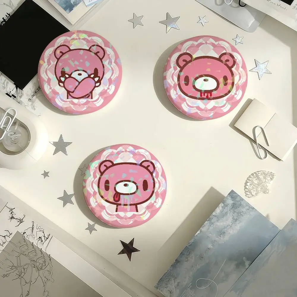 Kawaii Pink Cartoon G-Gloomy Bear Laser Badge Creative Pins Brooch for Bag Clothes Hat Decor Gifts Fans Collect