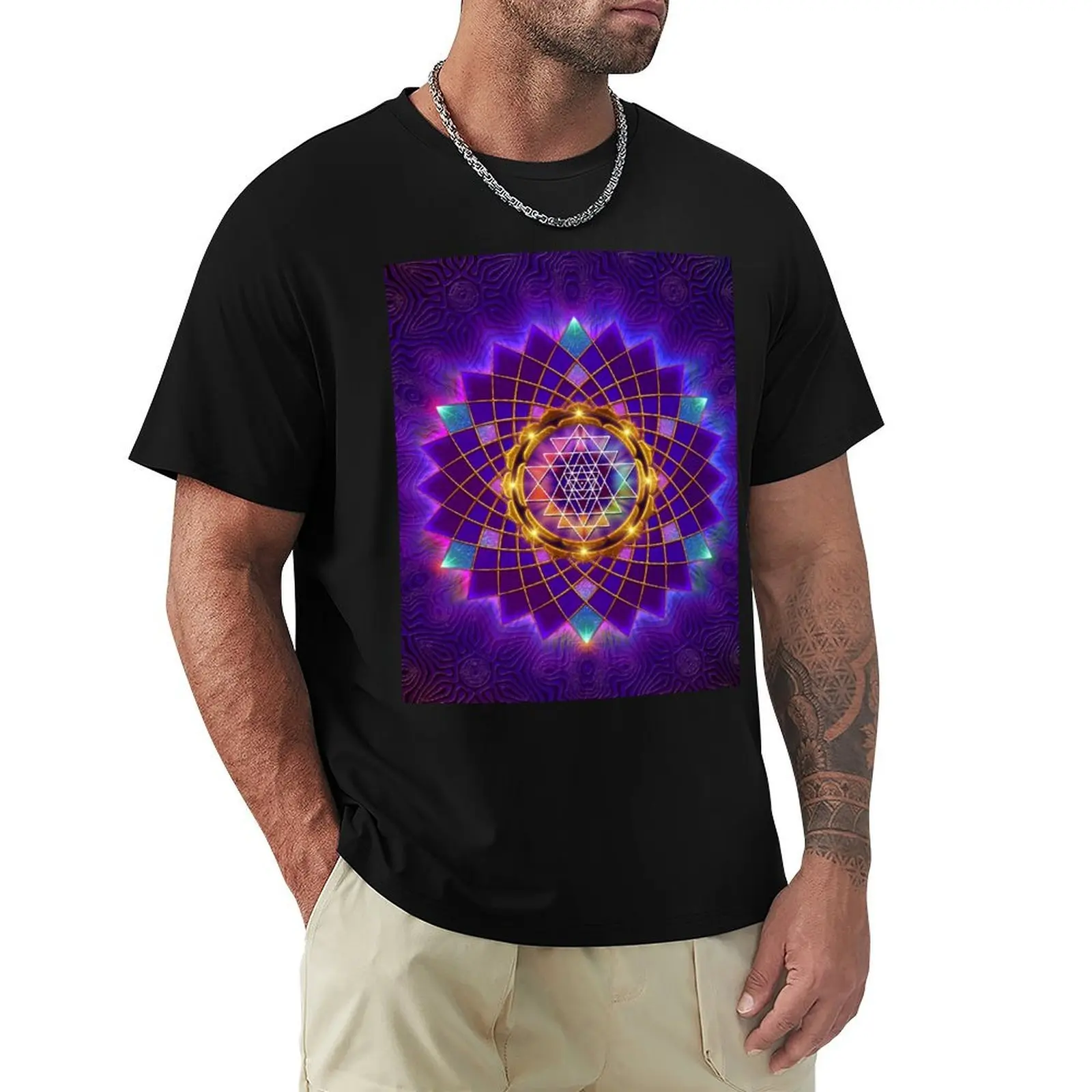 

Sri Yantra Healing Mandala T-Shirt baggy shirts topping t shirts for men pack