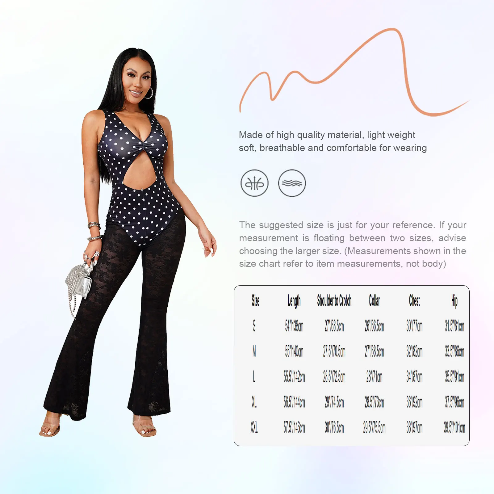 Women Fashion V Neck Lace Color Dot Printing Bodycon Jumpsuits Woman Halter Sleeveless Stretchy for Party Vacation