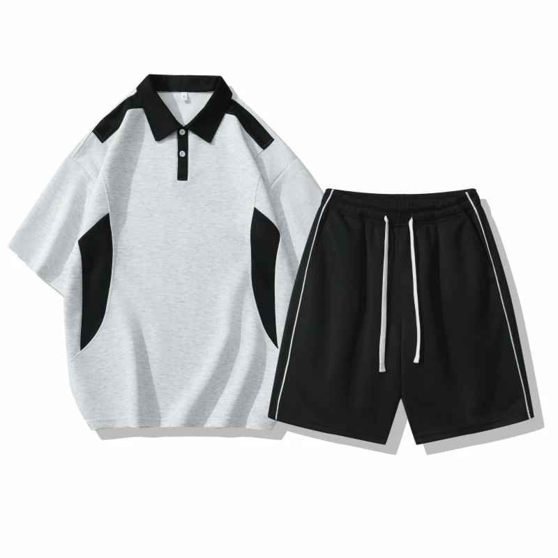 Outdoor Table Tennis Sport Quick Drying Two-piece Set Fashionable and Trendy Loose Short Sleeved Top Five Quarter Shorts Set