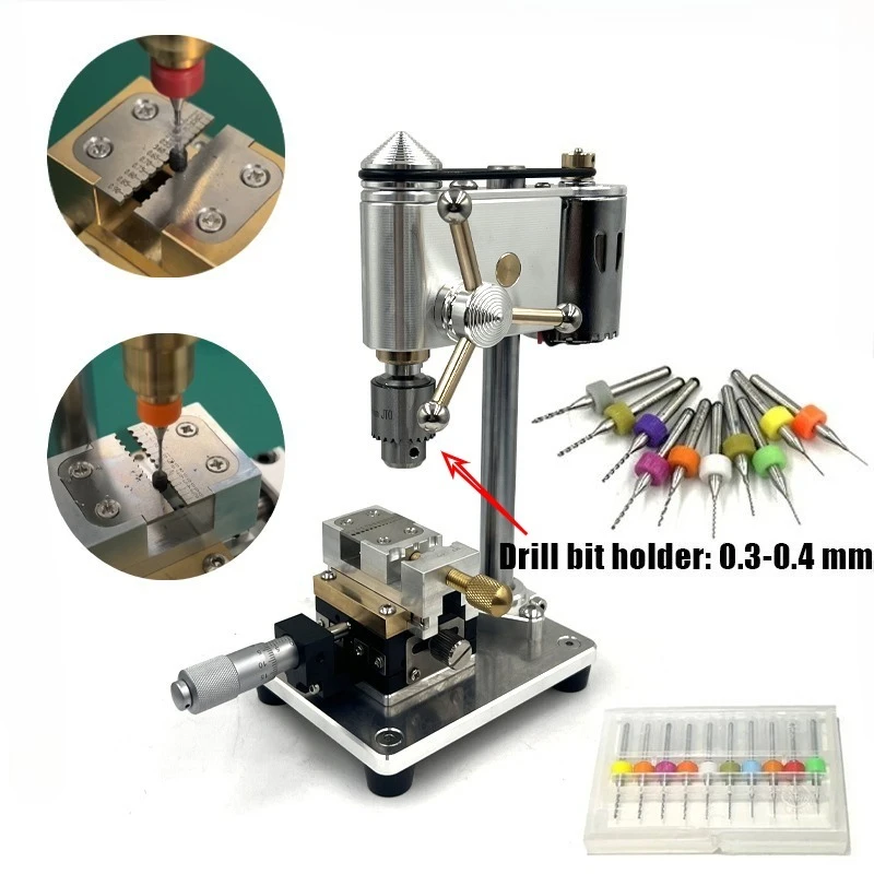 Precision Miniature Bench Drill Set 0.3-0.4mm Small Drill Bit Multi Function Adjustable Speed Watch Repair Model