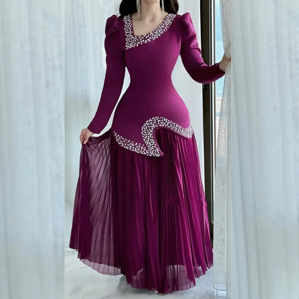 

Customized High Quality Jersey Sequined A-line V-neck Long Dresses Bespoke Occasion Evening Exquisite Pastrol