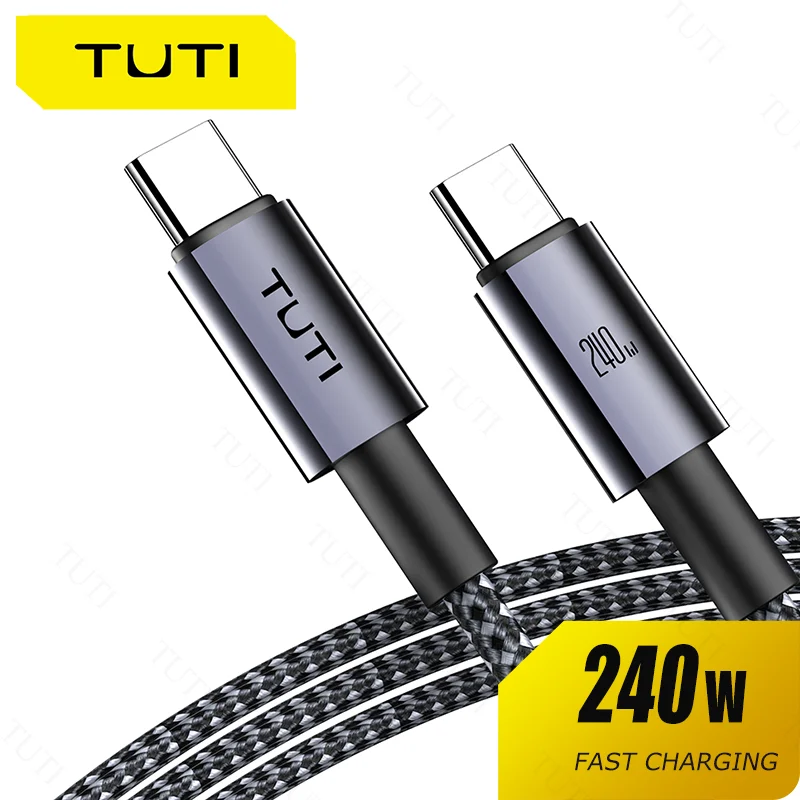 

Кабель для быстрой зарядки TUTI USBC — USBC 240 Вт, 5 А, металлический корпус, совместимый с Air/Pro M3 iPad Pro, GalaxyS24、 iPhone 15/Pro/Plus/ProMax