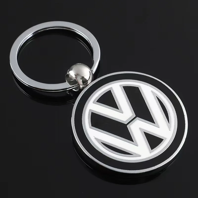 3D Metal/Leather Car Logo Key Chain Keyring Pendant Auto Accessorie For Volkswagen VW RLine R Golf Touran ID3 Tiguan Eos Caddy